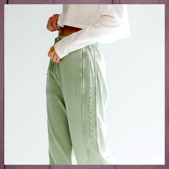 EASEL "So Comfy" Side Seams Scooped Hem Wide Leg Mineral Washed Pants Drawstring - Picture 14 of 16